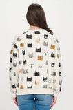CUTE MULTI-KITTEN FACE SWEATSHIRT: L