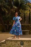 Punta Alta Ordy Smocked Midi Dress: COBALT-COMBO / XS