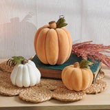 Large Orange Flocked Pumpkin