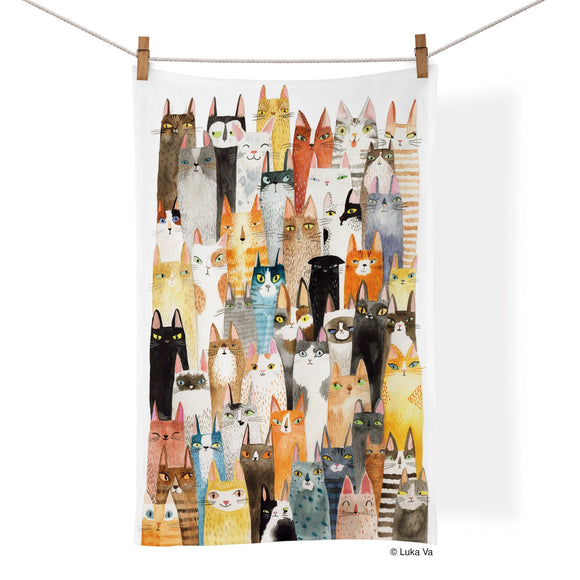 Cat Power Hand Towel By Artist Luka Va