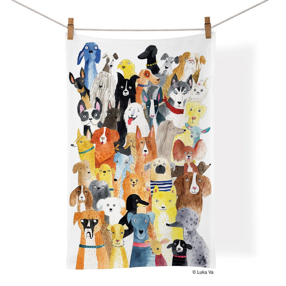 Dog Park Cotton Tea Towel Art By Luka Va