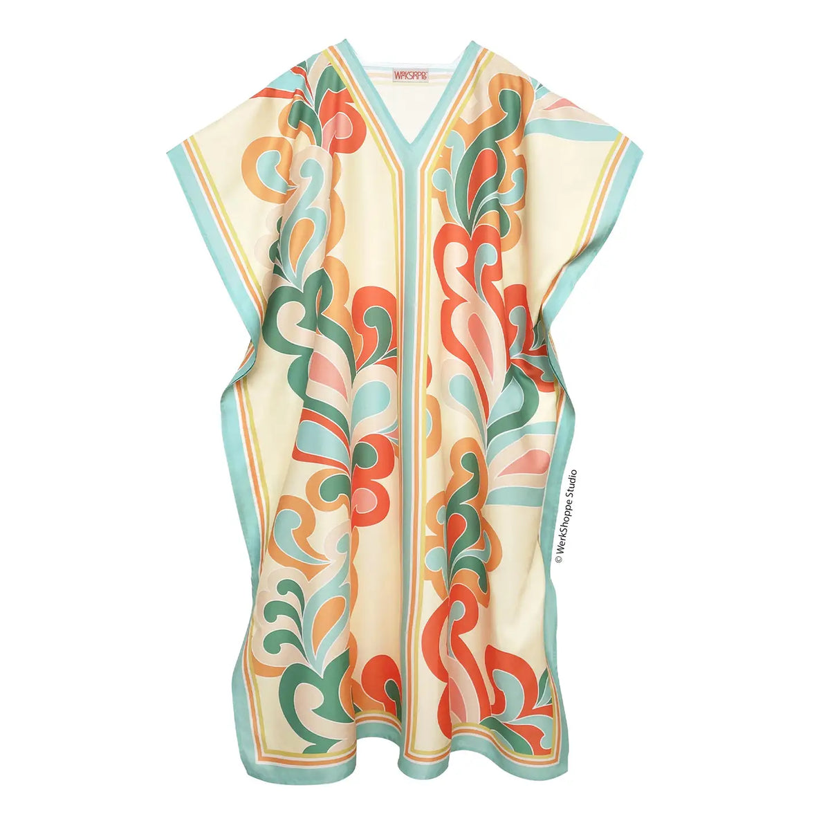 Paisley Pop Long Caftan Beach and Pool Coverup