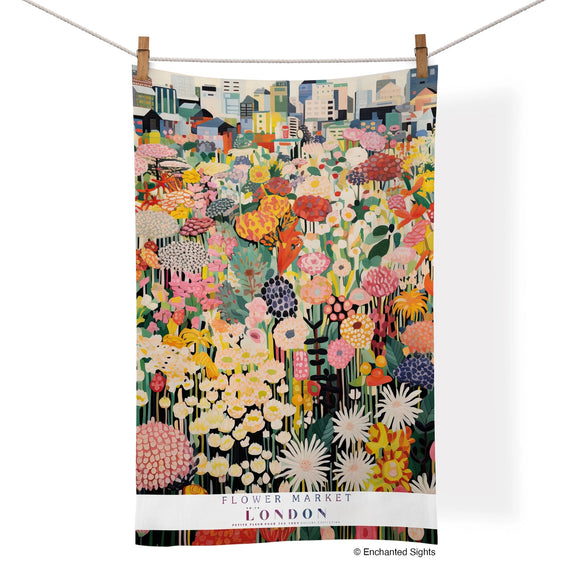 Flower Market London Cotton Tea Towel