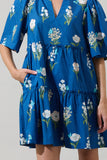 Madison Floral Dixie Split Neck Shift Dress Blue 14031