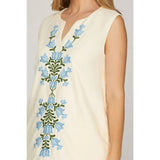 EMBROIDERED MINI DRESS: LT. BLUE / L