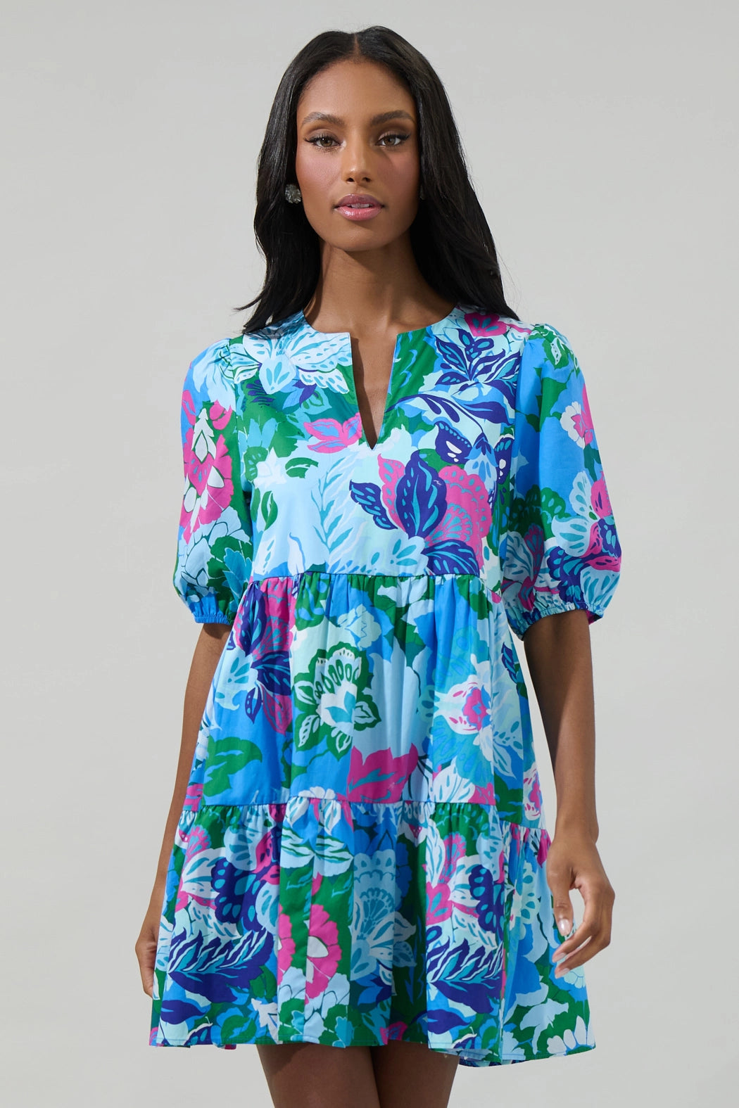 Lavera Floral Maine Poplin Mini Dress Mod 1960's 14557P