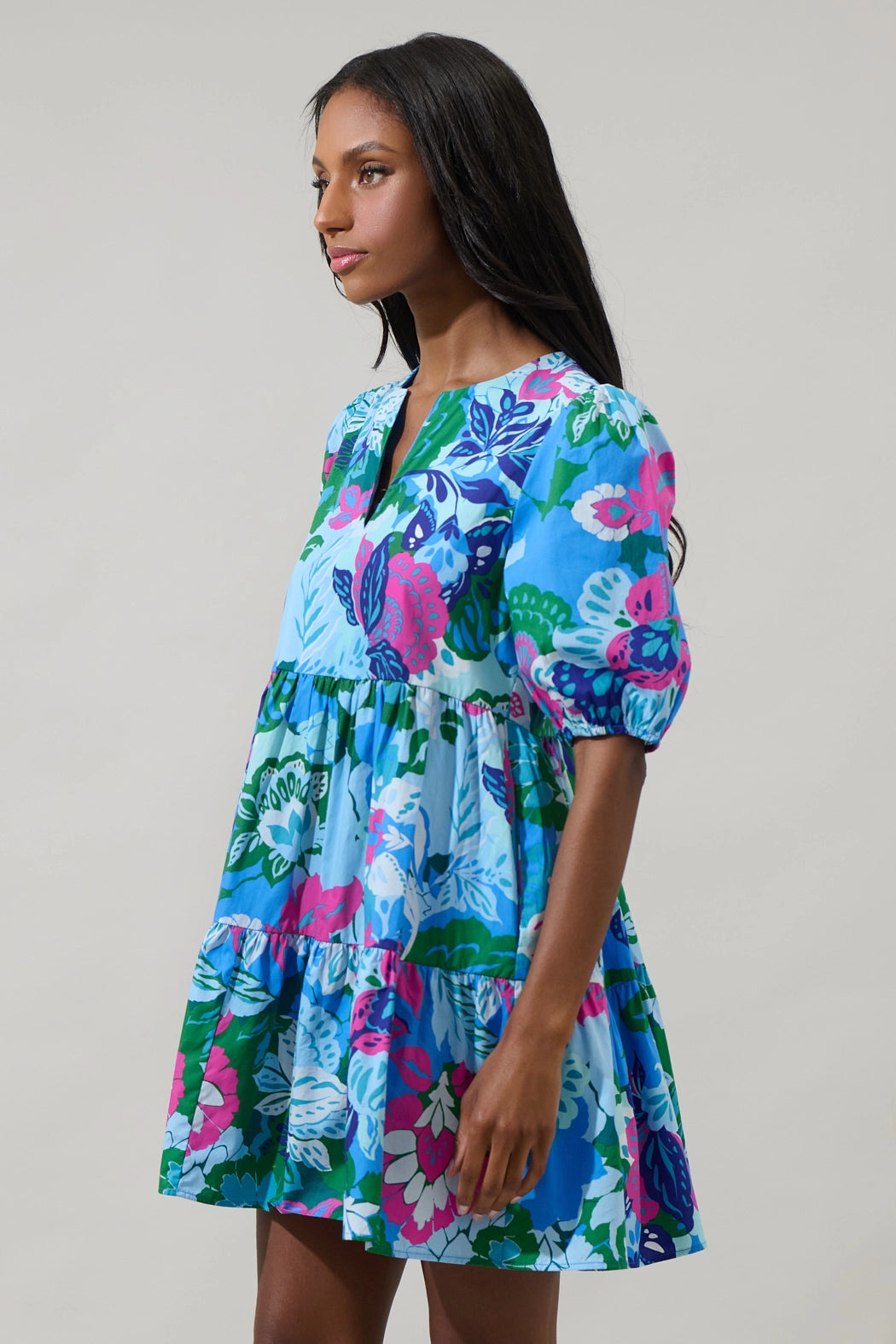 Lavera Floral Maine Poplin Mini Dress Mod 1960's 14557P