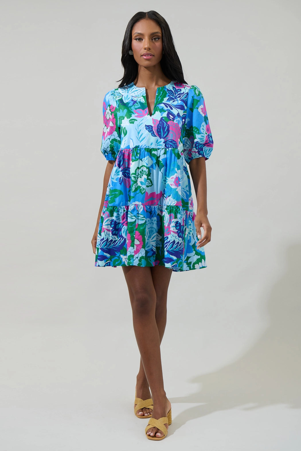 Lavera Floral Maine Poplin Mini Dress Mod 1960's 14557P