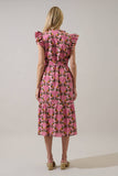 Sita Ruffle Midi Dress Peacock Bay: PINK-GREEN / XL
