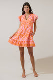 Davina Floral Ebba Shift Mini Dress: PINK-ORG-MUL / S