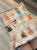 Scarvii - Playful Cat Print Scarf: Khaki