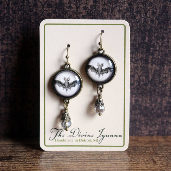 Victorian Bat Goth Halloween Earrings