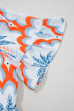 Contrast Palm Tree Printed Short Sleeve Flowy Dress (S-XL): Orange / Missy / S