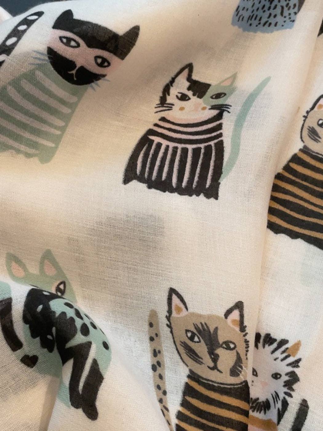 Scarvii - Playful Cat Print Scarf: Red