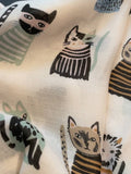 Scarvii - Playful Cat Print Scarf: Khaki