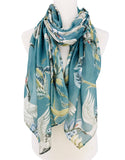 JC071150 Teal-Multi Crane Scarf