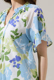Erie Split Neck Top Khloey Floral: WHT-BLUE-MUL / XL