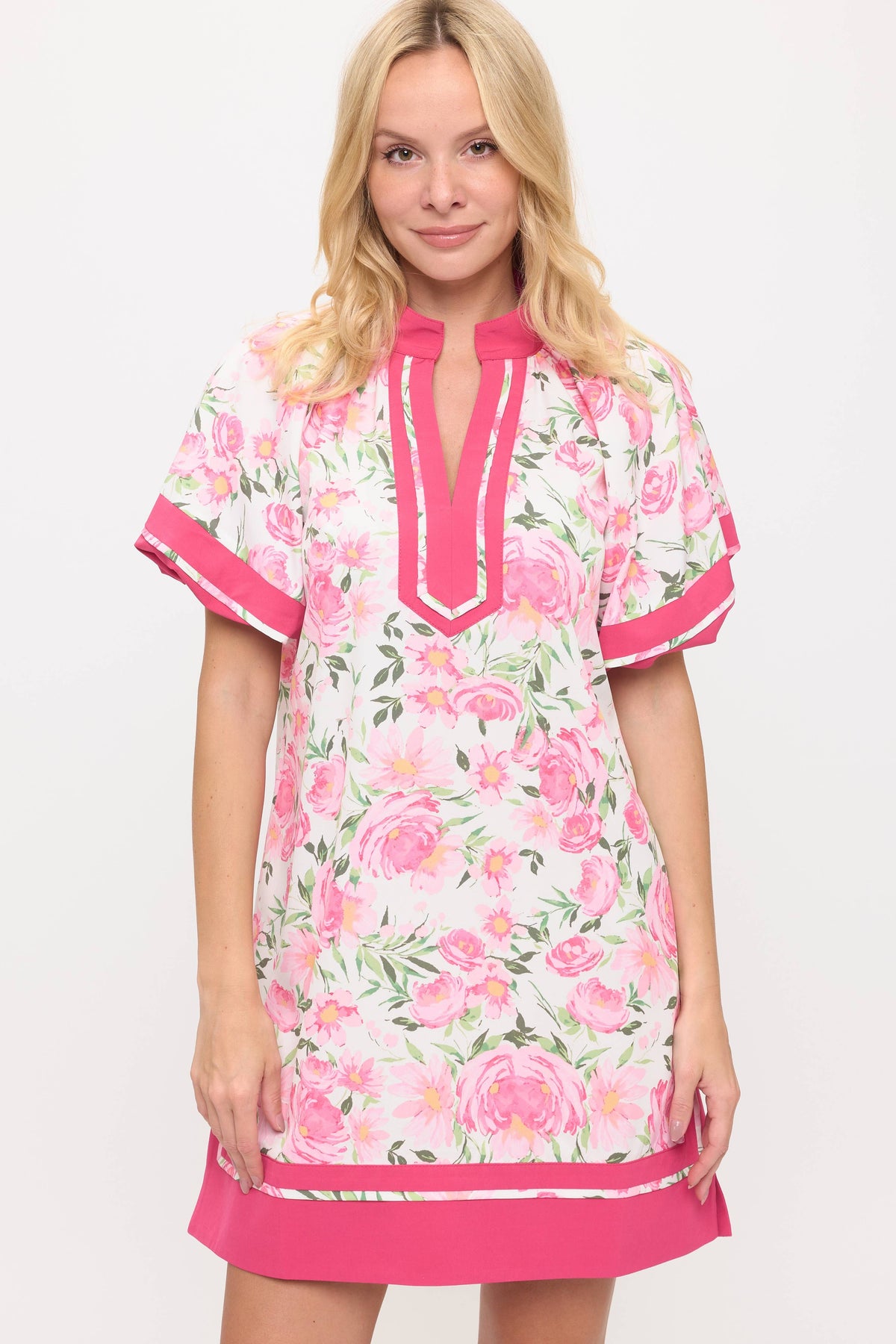 Pink Floral Tunic Dress