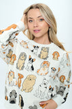 COLORFUL DOGS PRINT SWEATSHIRT: M