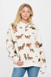 SQUIRREL PRINT ZIP UP HOODIE: XL