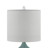 [Set of 2] Clear Glass Base Table Lamps, Teal Blue Glass