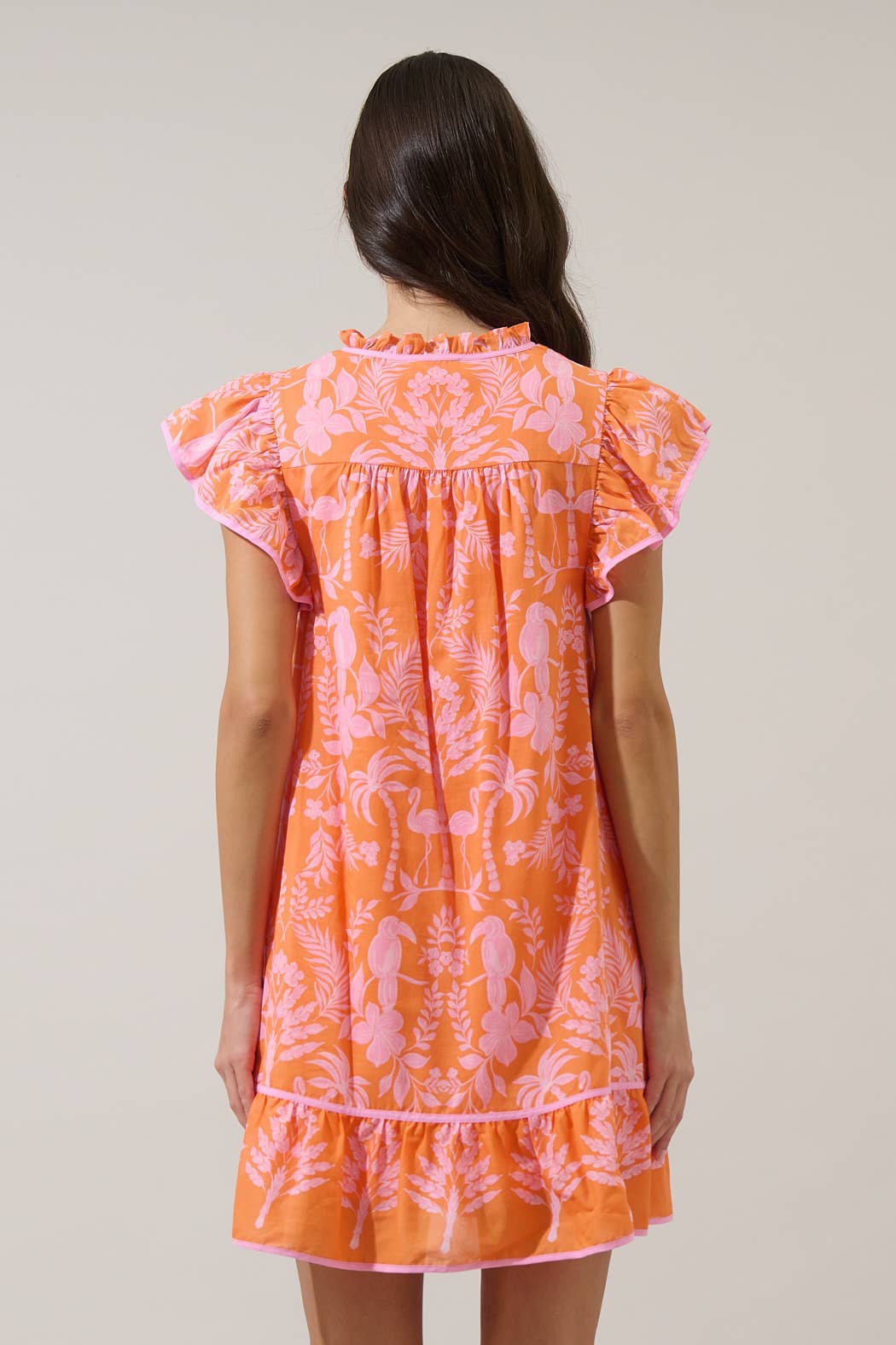 Davina Floral Ebba Shift Mini Dress: PINK-ORG-MUL / S