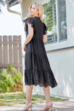 Solid Lace Tiered Dress: Black