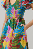 Novi Tropical Patte Tiered Midi Dress: KELLY-MULTI / XL