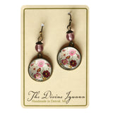 Cosmo Flower Glass Cabochon and Bronze Earrings