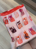Scarvii - Playful Cat Print Scarf: Black