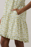 Trinny Floral Kara Shift Mini Dress: White-Yellow / M