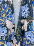 JC071020 Black & Blue Crane Floral Kimono