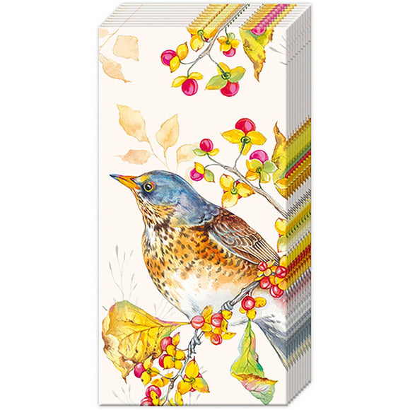 Pocket Tissue pack of 10 Autumn Birds Fall