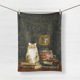 Cats on Books 2 Tea Towel