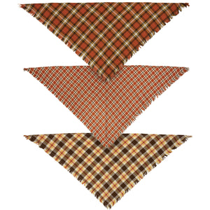 Fall Plaid Large Pet Bandana Set