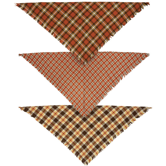 Fall Plaid Large Pet Bandana Set