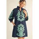 NEW floral applique shift dress: KELLY GREEN / S