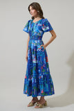 Punta Alta Ordy Smocked Midi Dress: COBALT-COMBO / L