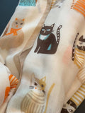 Scarvii - Playful Cat Print Scarf: Red