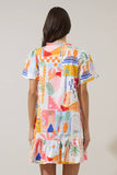 Petrolia Town Celeste Mini Dress: ORG-PNK-WHT / S