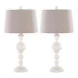Morocco 30" Poly Table Lamp - Set of 2: Distressed Off-white, Soft Grey Linen