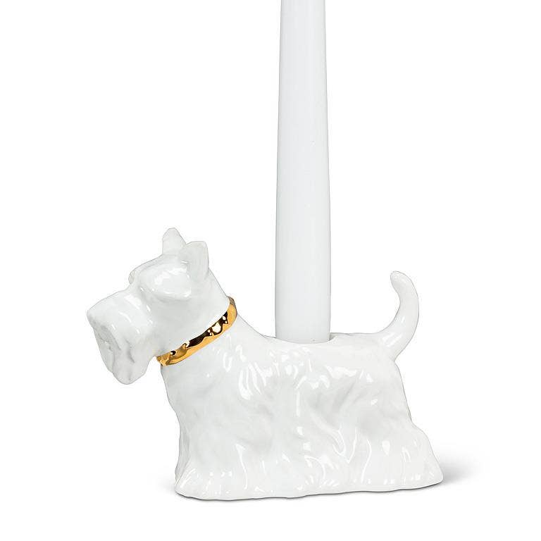 Scottie Dog Taper Holder-6"L: Black