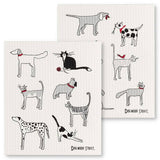 S/2 Dogs & Cats Dishcloths-6.5x8"L