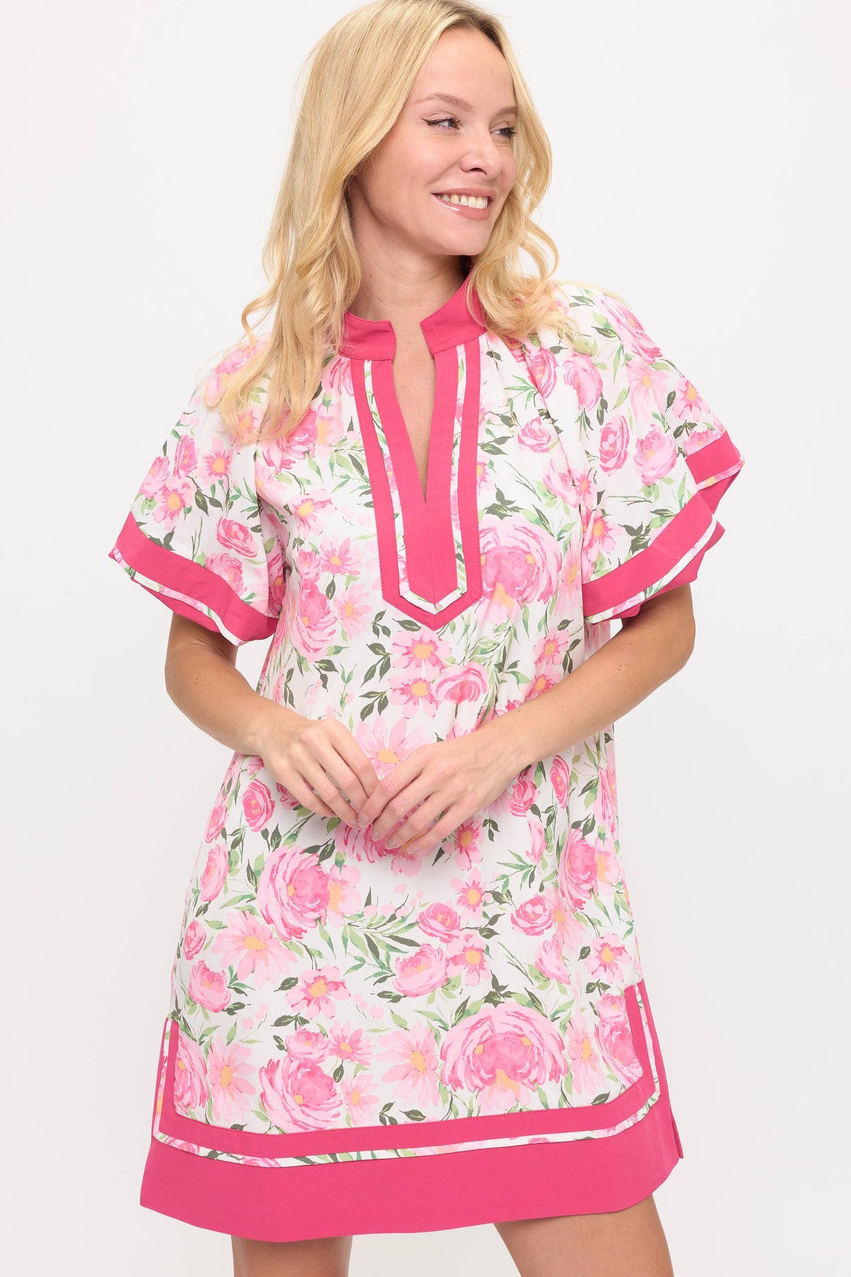 Pink Floral Tunic Dress