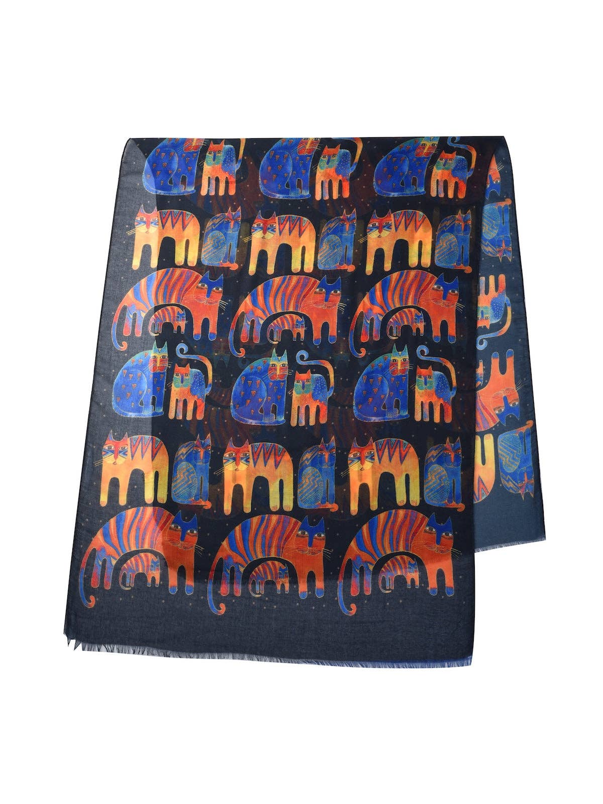 Scarvii – Abstract Cat Print Scarf: Blue