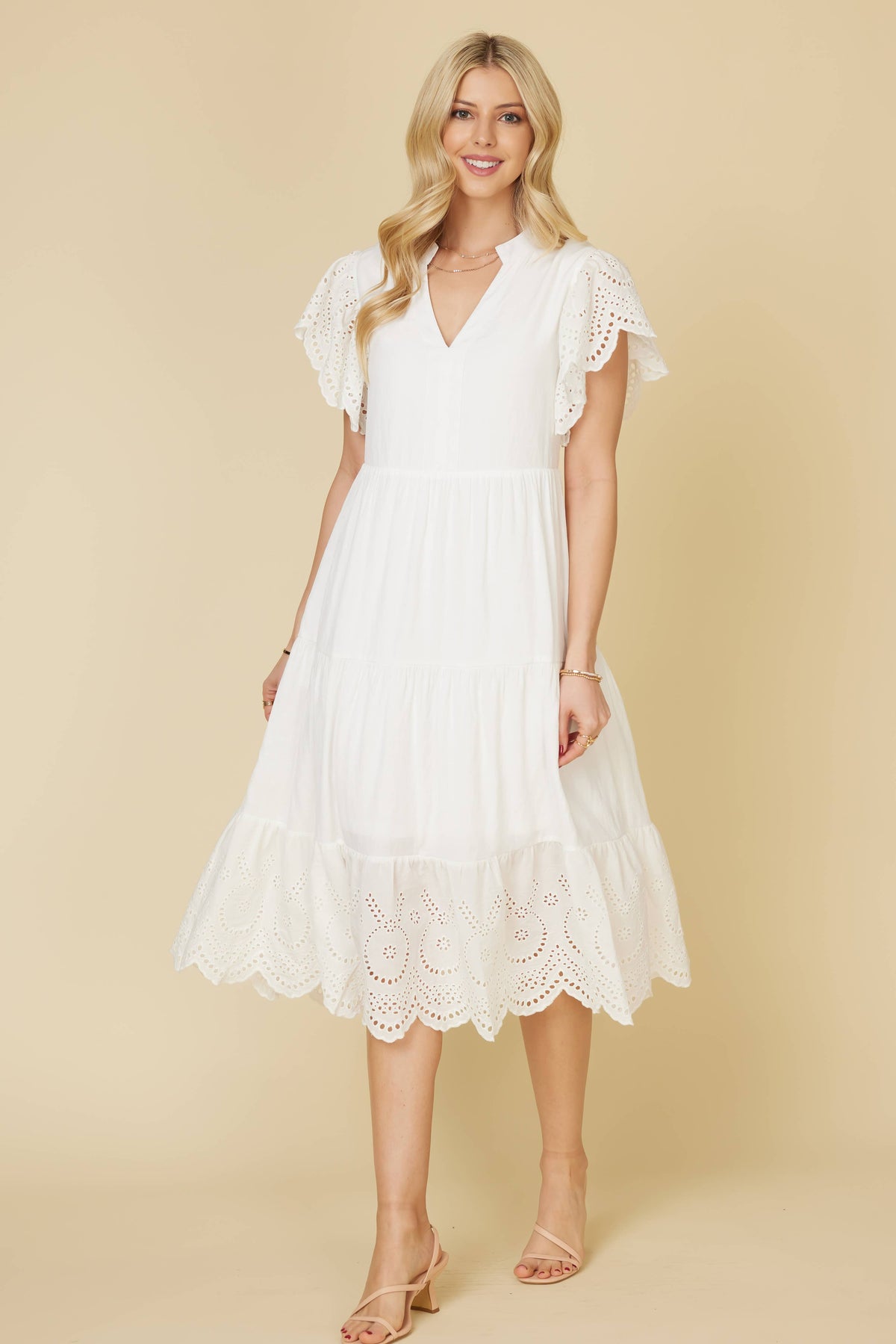 Solid Lace Tiered Dress: Black