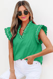 Contrast Scallop Trim Layered Short Sleeve Blouse | S-XL: As shown / Missy / L
