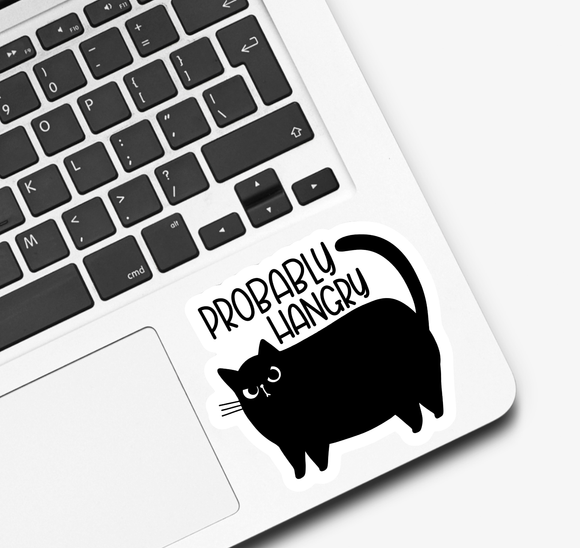 Cat Probably Hangry Sticker: White Background