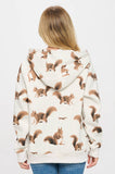 SQUIRREL PRINT ZIP UP HOODIE: M