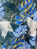 JC071020 Black & Blue Crane Floral Kimono